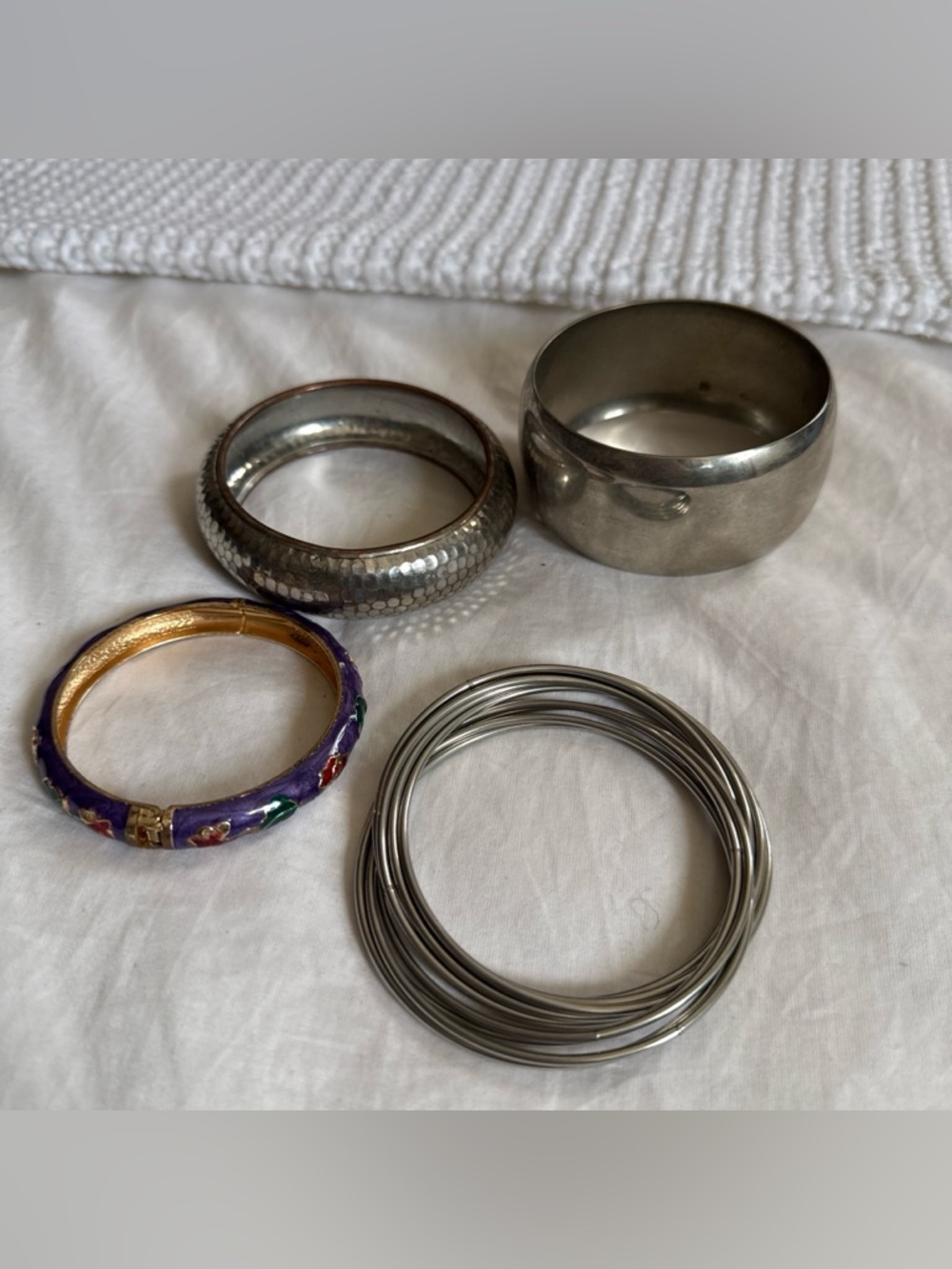Set of Women's Silver Bangle Bracelets